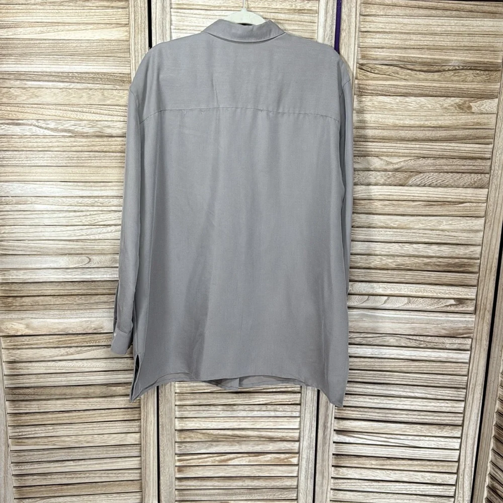 Liz Claiborne Shirt Men's Taupe Button-Down Long Sleeve XL - Picture 8 of 10